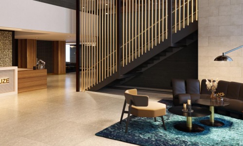 a room with a table and chairs