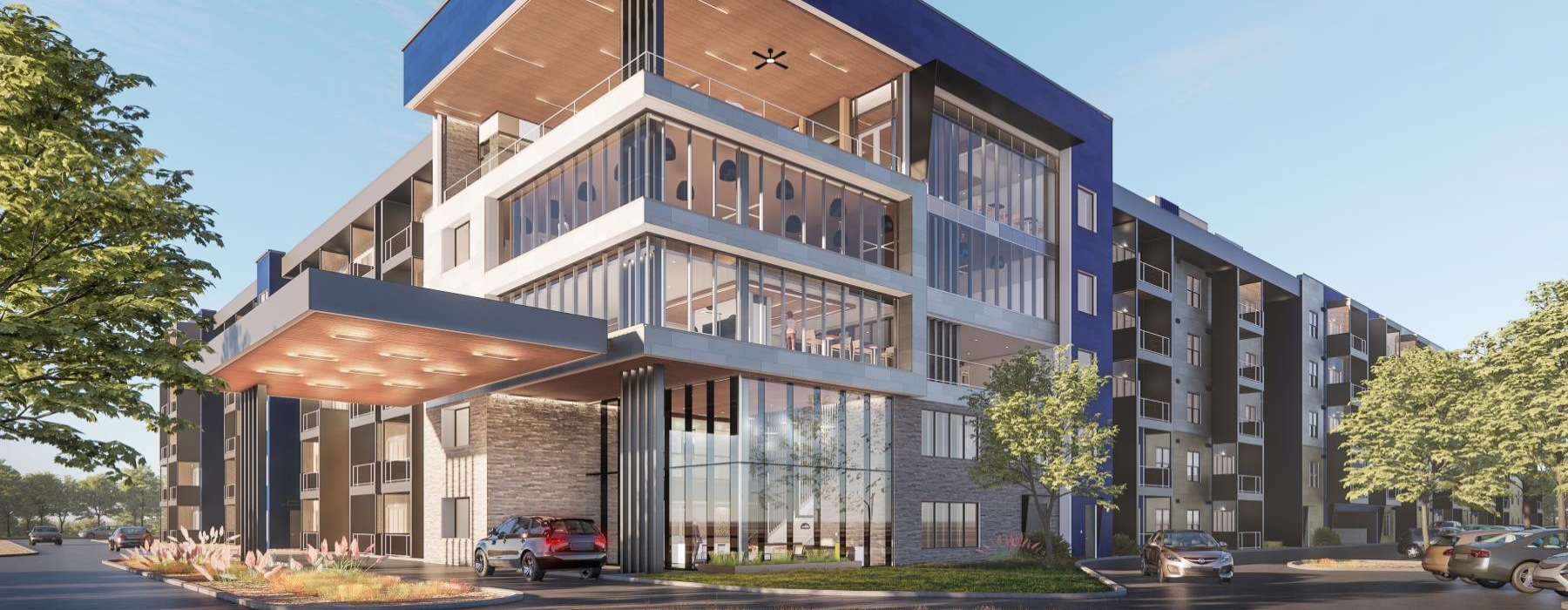 a building with a blue sky