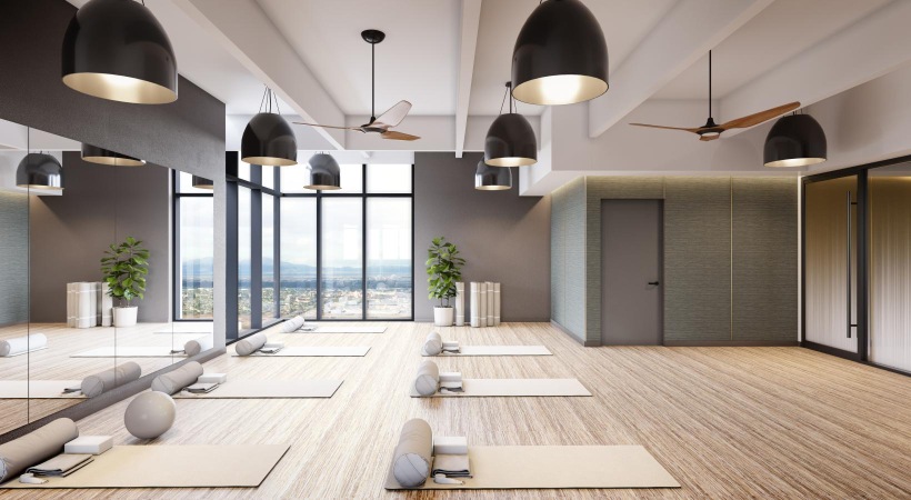 Access to resident-only features a room with large lights